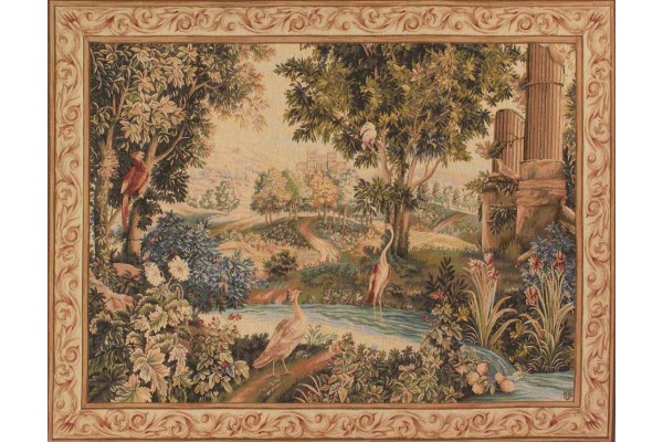 Gobelín Tapisserie Verdure aux oiseaux horizontale